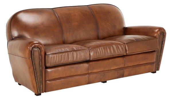 Canapea Milán din piele de 190 cm DarkBrown