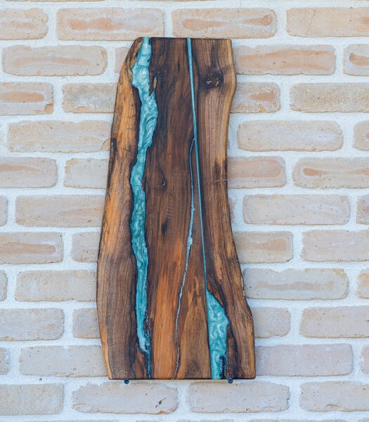 River Flow Panorama – Platou XXL din Nuc Masiv - 88x30 cm