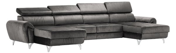 Canapea Balthazar din catifea in formă de U Gray M92