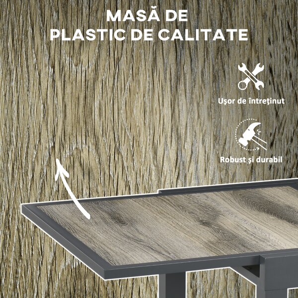 Outsunny Masă de Grădină Extensibilă 80/160x80x75 cm, Masă de Dining pentru 6 Persoane Dreptunghiulară din Aluminiu cu Blat din Plastic, pentru Terasă, Balcon și Exterior, Bej | Aosom Romania
