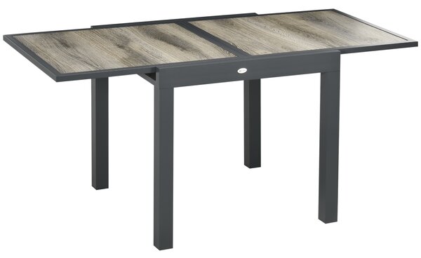 Outsunny Masă de Grădină Extensibilă 80/160x80x75 cm, Masă de Dining pentru 6 Persoane Dreptunghiulară din Aluminiu cu Blat din Plastic, pentru Terasă, Balcon și Exterior, Bej | Aosom Romania