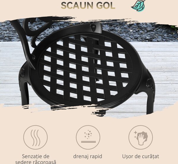 Outsunny Set de Grădină Exterior, Masă Rotundă și Scaune din Aluminiu, Masă de Bistrou cu Orificiu pentru Umbrelă, Mobilier pentru Terasă, Grădini, Verande, Balcoane, Lângă Piscină – Negru | Aosom Romania