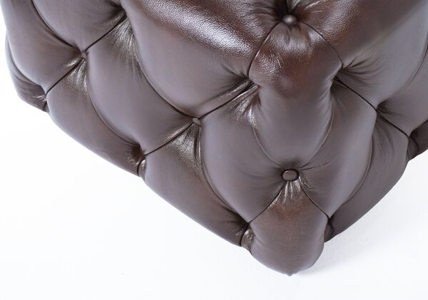 Taburet Fleming din piele SaddleBrown