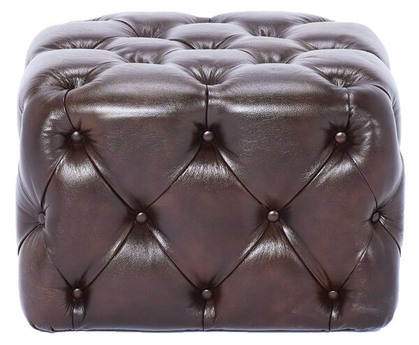 Taburet Fleming din piele SaddleBrown