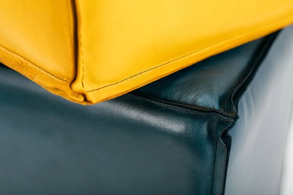 Taburet Qubic din piele SaddleBrown