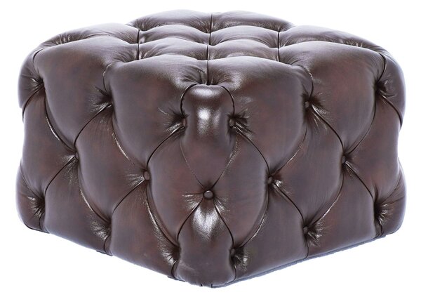 Taburet Fleming din piele SaddleBrown