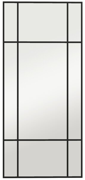 HOMCOM Oglindă de Perete Stil Fereastră Montaj Vertical Orizontal 110x50cm Negru | Aosom Romania