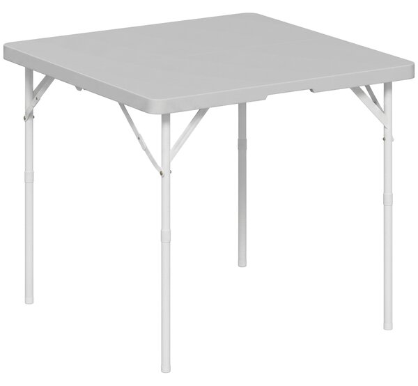Outsunny Masă de Camping Pliabilă cu 2 Înălțimi Reglabile, 86x86x74 cm, Alb | Aosom Romania