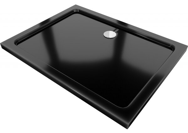 Mexen Slim, cadă de duș dreptunghiulară 80x70x5 cm, negru, sifon cromat, 40707080