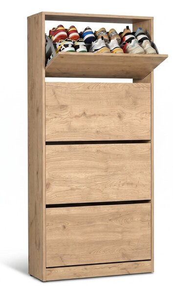 Pantofar Adore Max XL, 24 Perechi, 4 Compartimente, 73x157x26 cm Stejar