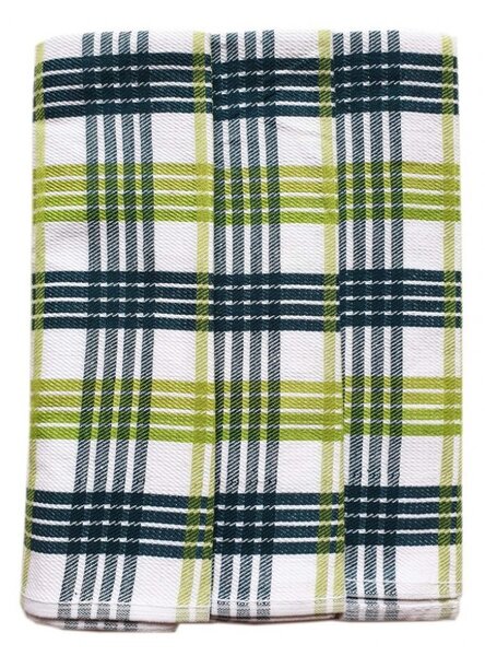 Prosop de bucătărie în carouri Egypt – Set 3 bucăți - nr. 82 | Verde / albă