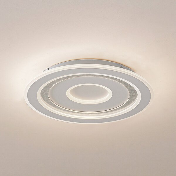 Lindby Plafonieră LED Lorvik, Ø 40 cm, alb, CCT, dimabil, reglabil, Alb, Camera de zi / sufragerie, Metal, Modern