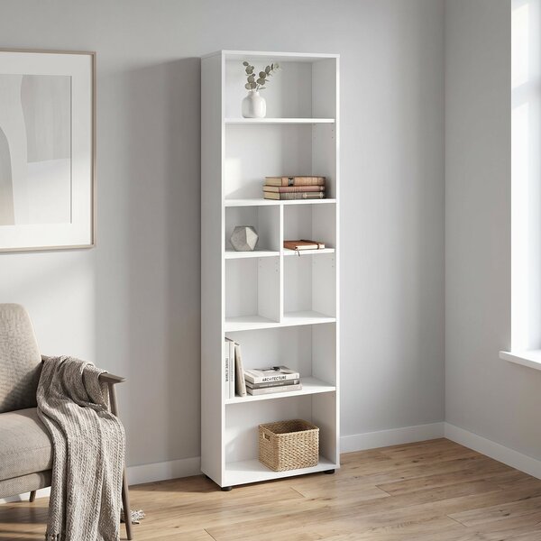 Biblioteca Adore White, 8 rafturi, Alb, 55x187x23 cm