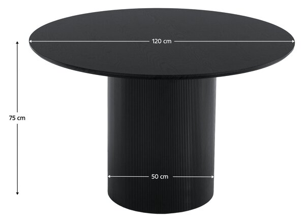 KONDELA Masă de sufragerie, neagră, diametru 120 cm, MAHIR TIP 2