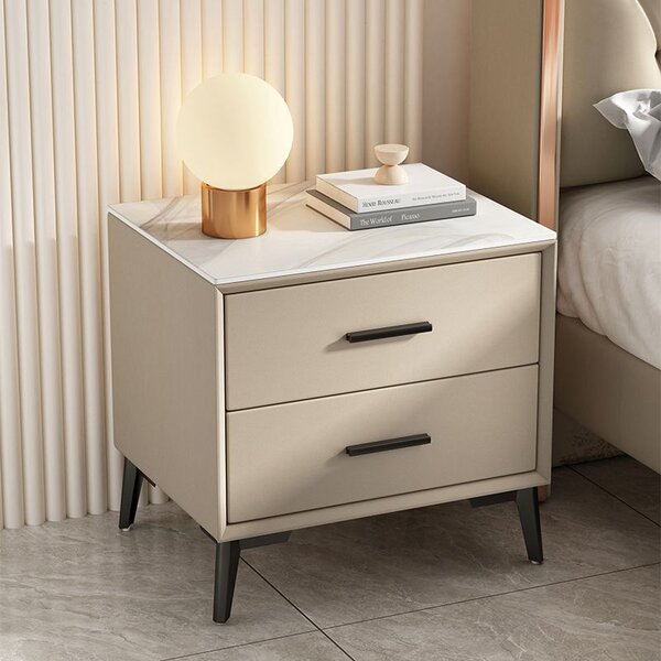 Noptiera 2HOME, Marble, Crem