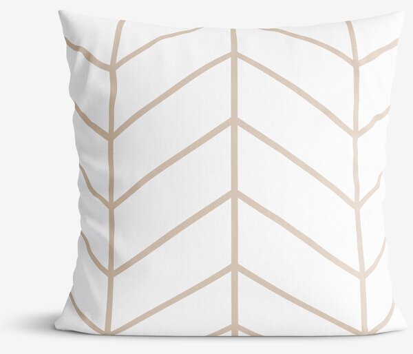 Goldea față de pernă 100% bumbac - zig-zag bej pe alb 50 x 50 cm