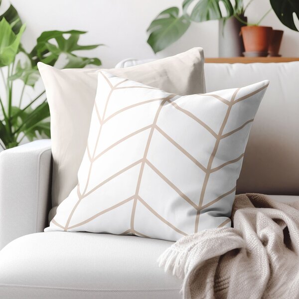 Goldea față de pernă 100% bumbac - zig-zag bej pe alb 50 x 50 cm