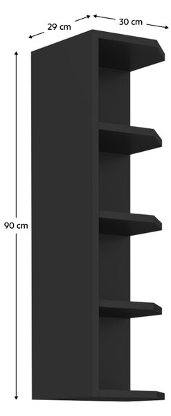 KONDELA Dulap superior de colţ, negru, ARAKA/MENZO/SIBER 30 G-90 ZAK