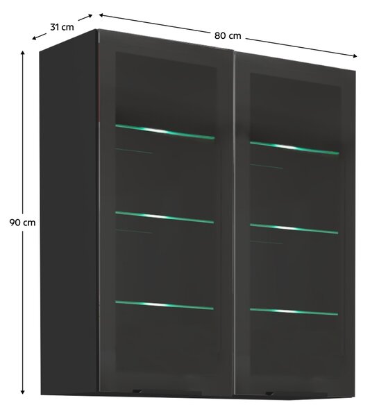 KONDELA Dulap superior, negru, ARAKA/MENZO/SIBER 80 GS-90 2F