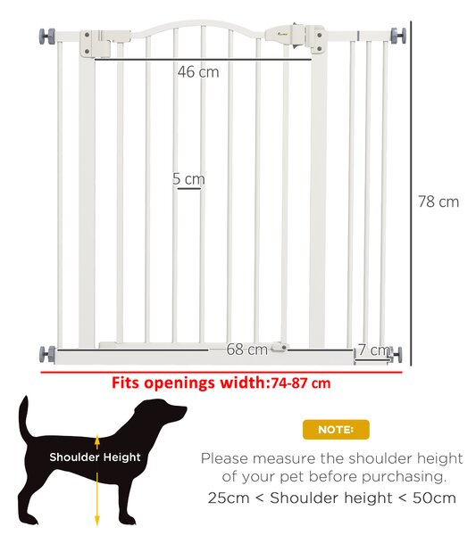 PawHut Poartă Extensibilă pentru Câini fără Șuruburi, Poartă de Siguranță Reglabilă, 94-100x94 cm, Alb | Aosom Romania