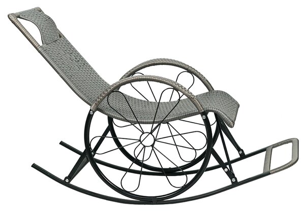 KONDELA Scaun de balansare, ratan/metal, gri, ROKIN