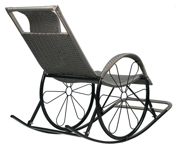 KONDELA Scaun de balansare, ratan/metal, gri, ROKIN
