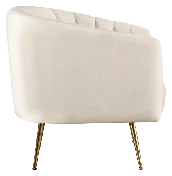 KONDELA Fotoliu de design, ţesătură Velvet bej/gold crom-auriu, BAGY