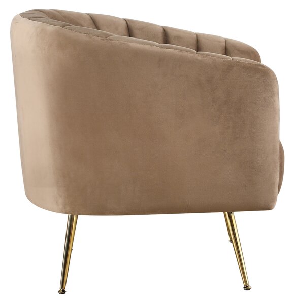 KONDELA Fotoliu de design, ţesătură Velvet maro/gold crom-auriu, BAGY