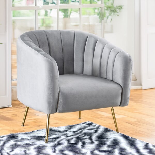 KONDELA Fotoliu de design, ţesătură Velvet gri/gold crom-auriu, BAGY