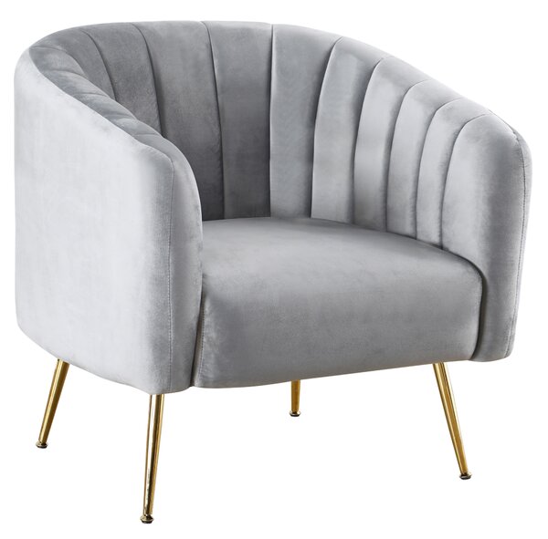 KONDELA Fotoliu de design, ţesătură Velvet gri/gold crom-auriu, BAGY