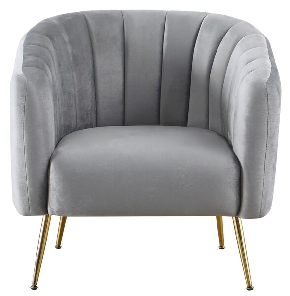 KONDELA Fotoliu de design, ţesătură Velvet gri/gold crom-auriu, BAGY