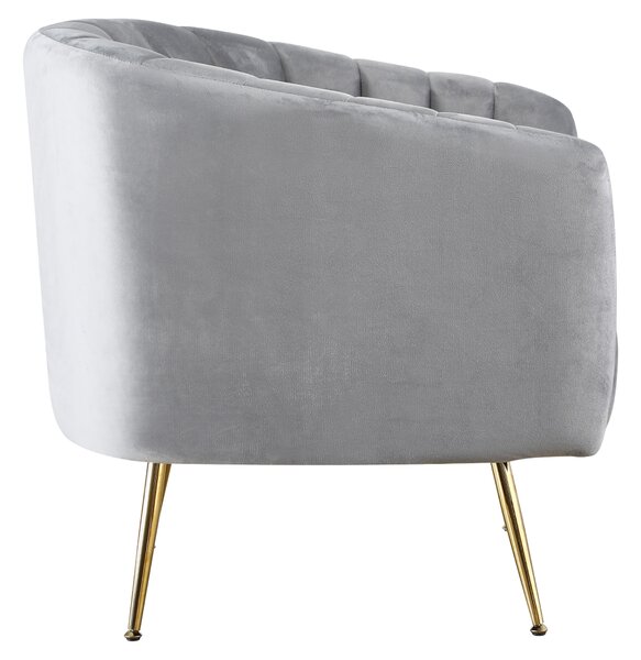 KONDELA Fotoliu de design, ţesătură Velvet gri/gold crom-auriu, BAGY