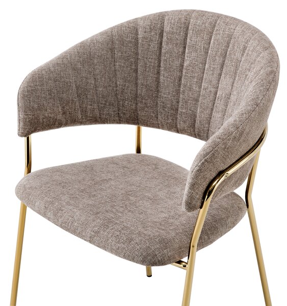 KONDELA Fotoliu de sufragerie de design, textil maro/gold crom auriu, DASMIN TIP 1