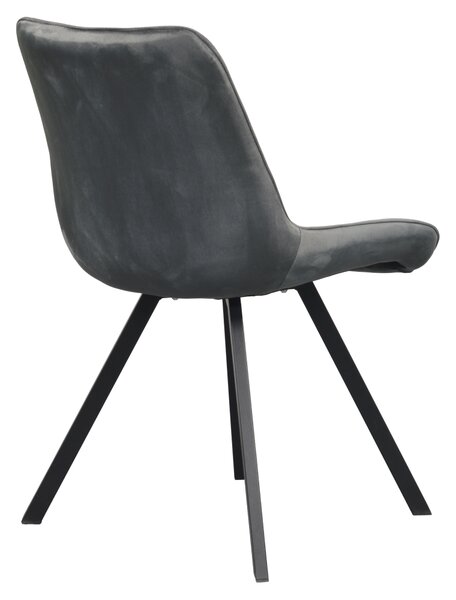 KONDELA Scaun de sufragerie, ţesătură Velvet gri închis/negru, SAMIRA