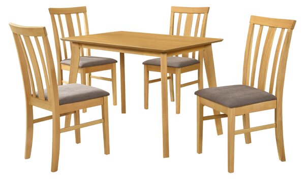 KONDELA Set sufragerie 1+4, stejar sonoma deschis/maro închis, ROIS SET