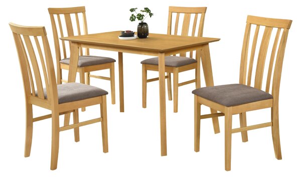 KONDELA Set sufragerie 1+4, stejar sonoma deschis/maro închis, ROIS SET