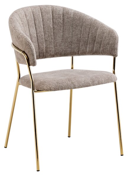 KONDELA Fotoliu de sufragerie de design, textil maro/gold crom auriu, DASMIN TIP 1