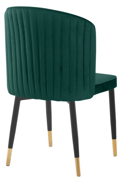 KONDELA Scaun de sufragerie, ţesătură Velvet verde/negru, UDAJA