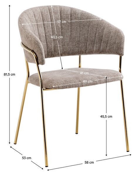 KONDELA Fotoliu de sufragerie de design, textil maro/gold crom auriu, DASMIN TIP 1