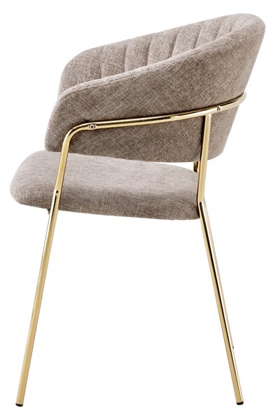 KONDELA Fotoliu de sufragerie de design, textil maro/gold crom auriu, DASMIN TIP 1