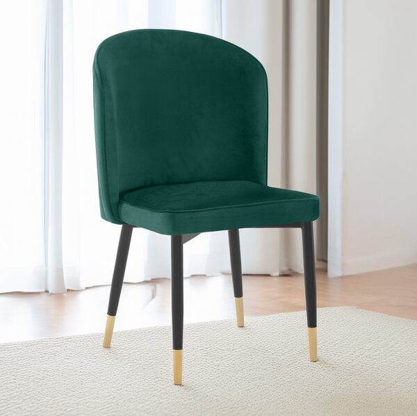 KONDELA Scaun de sufragerie, ţesătură Velvet verde/negru, UDAJA