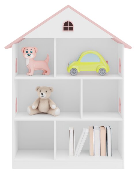 KONDELA Bibliotecă pentru copii, alb/roz, MAISON TYP 1