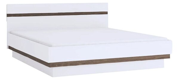 Cadru pat LYNATET TYP 91, 140x200, alb lucios/stejar inchis, PAL lamin