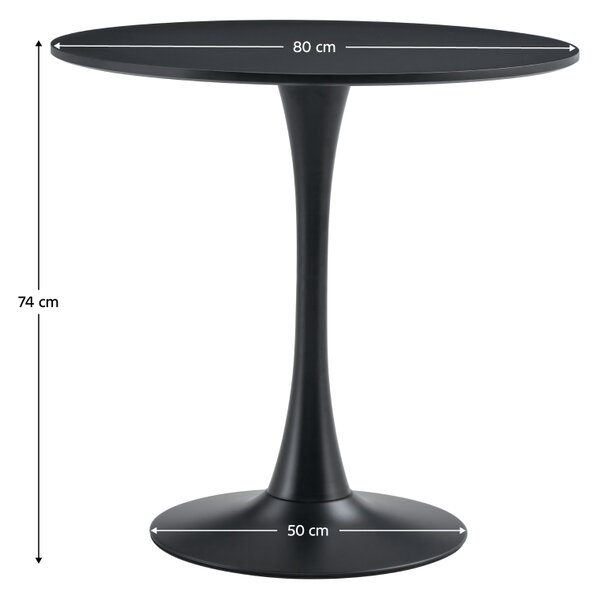KONDELA Masă de sufragerie, negru, diametru 80 cm, REVENTON NEW
