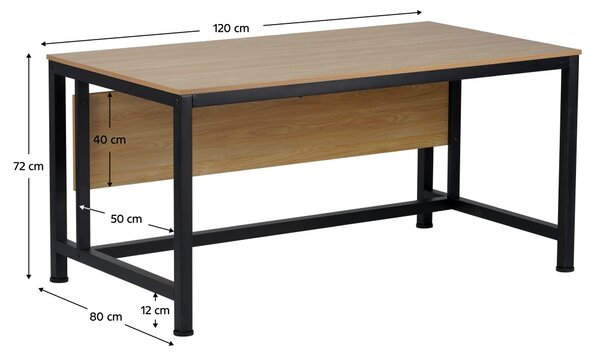 KONDELA Birou, stejar/negru, 120x80 cm, KILIS NEW