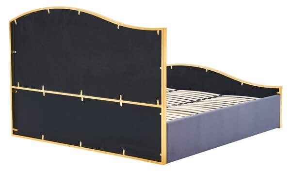 KONDELA Pat cu somieră, 160x200, gri închis ţesătură Velvet/gold crom auriu, GEORGIA