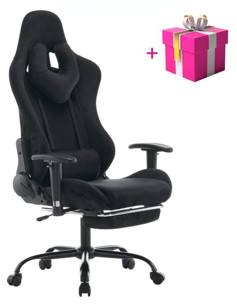 KONDELA Scaun de birou/gaming, negru, ţesătură Velvet, portanţă 150 kg, SALOP