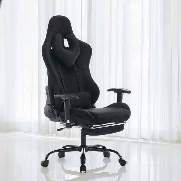 KONDELA Scaun de birou/gaming, negru, ţesătură Velvet, portanţă 150 kg, SALOP