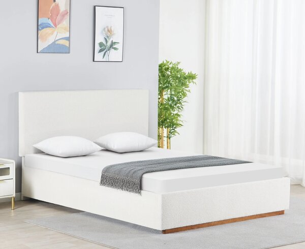 KONDELA Pat cu somieră si spaţiu de depozitare 160x200, alb, NUVOLA