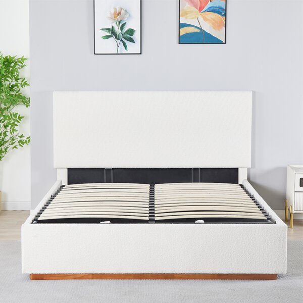KONDELA Pat cu somieră si spaţiu de depozitare 160x200, alb, NUVOLA
